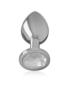 INTENSE - ALUMINUM METAL ANAL PLUG WITH SILVER CRYSTAL SIZE L 2