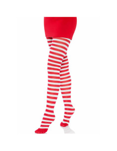 LEG AVENUE - WHITE-RED STRIPED TIGHTS 2