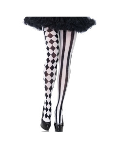 LEG AVENUE - BLACK-WHITE HARLEQUIN TIGHTS