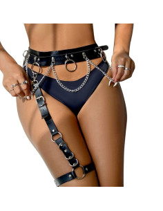 SUBBLIME - BELT AND GARTER HARNESS WITH RINGS AND CHAINDETAIL ONE SIZE 2