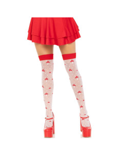 LEG AVENUE - MUSHROOM HIGH SOCKS RED-WHITE