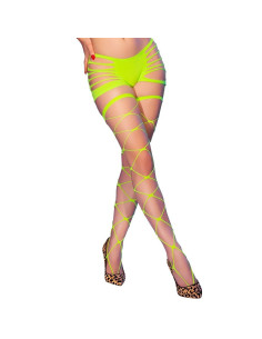 CHILIROSE - CR 4867 NEON GREEN FISHNET TIGHTS WITH HOLES