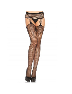 LEG AVENUE - NET STOCKINGS WITH GARTER LINES
