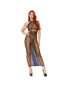 LEG AVENUE - HALTER DUAL NET BACKLESS DRESS