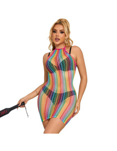 SUBBLIME - 952341 RAINBOW FISHNET DRESS ONE SIZE