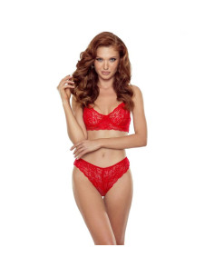 PASSION - DENELIA SET THONG BRA RED L-XL