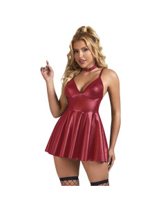 SUBBLIME - 955397 DRESS WITH BURGUNDY LEATHER STRAPS S-M