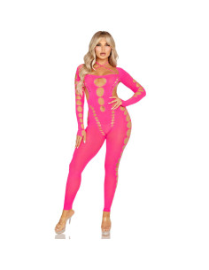 LEG AVENUE - PINK OPEN BACK BODYSTOCKING ONE SIZE