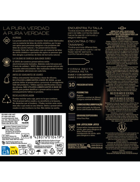 DUREX - TOTAL CONNECTION ULTRA FINE PLUS be latekso, 10 vienetų