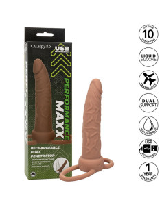 CALEXOTICS - PERFORMANCE MAXX RECHARGABLE DUAL PENETRATOR BROWN SKIN 2