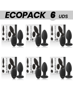 ECOPACK 6 UNITS - BLACKandSILVER WELLS ANAL PLUG SILICONE REMOTE CONTROL