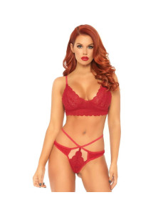 LEG AVENUE - 2 PIECES SET LACE BRALETTE AND THONG M-L