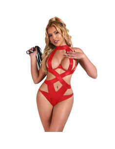 SUBBLIME - SEXY HALTER BODY WITH HARNESS RED S-M