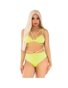 LEG AVENUE - TOP and PANTIES YELLOW WITH STRAPS