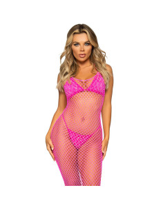 LEG AVENUE - LONG NET DRESS FUCHSIA ONE SIZE