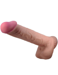 PRETTY LOVE - SLYDANČIOS ODOS SERIJOS REALISTIŠKAS DILDO SU SLYDANČIA ODOS SIURTUKU, RUDAS, 26 CM
