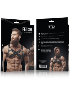 FETISH SUBMISSIVE ATTITUDE - ADJUSTABLE NEOPRENE CROSS-OVER CHEST BULLDOG HARNESS WITH ZIPPERS FOR MEN 2