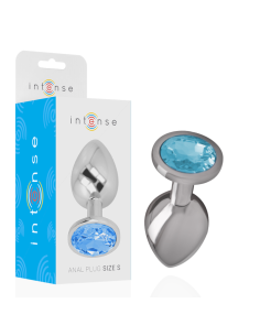 INTENSE - ALUMINUM METAL ANAL PLUG WITH BLUE CRYSTAL SIZE S