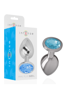 INTENSE - ALUMINUM METAL ANAL PLUG WITH BLUE CRYSTAL SIZE L