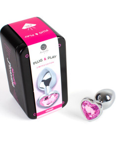 SECRETPLAY - METAL BUTT PLUG FUCHSIA HEART SMALL SIZE 7 CM 2