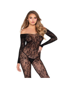 LEG AVENUE - 89366 LACE LINGERIE BODYSTOCKING BLACK - ONE SIZE