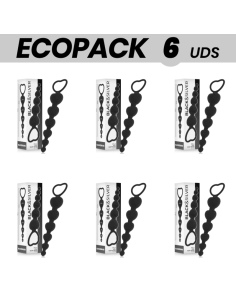 ECOPACK 6 UNITS - BLACKandSILVER MILA ANAL HEART CHAIN 18 CM
