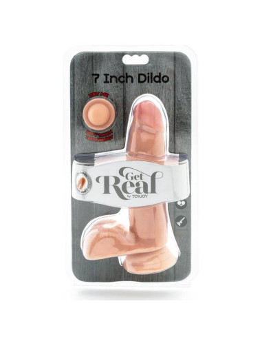 GET REAL - Dvigubo tankio dildo 12 cm kamuolėliais su oda