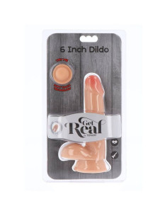 GET REAL - Dvigubo tankio dildo 17 cm kamuolėliais su oda 2