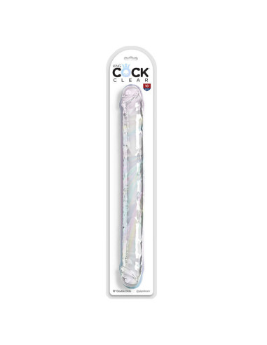 KING COCK - DOUBLE TROUBLE dvigubas dildo 46 CM skaidrus