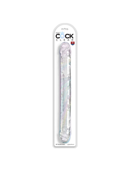 KING COCK - DOUBLE TROUBLE dvigubas dildo 46 CM skaidrus
