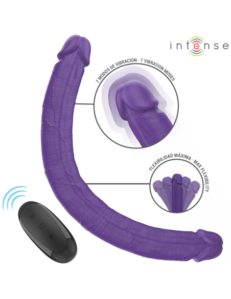 INTENSE - GUNTER DILDO DVIGUBAS VIBRATORIUS 40 CM VIOLETINIS NUOTOLINIO VALDYMO PULTELIS