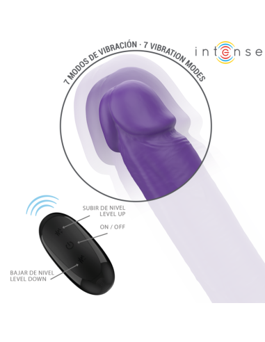INTENSE - GUNTER DILDO DVIGUBAS VIBRATORIUS 40 CM VIOLETINIS NUOTOLINIO VALDYMO PULTELIS