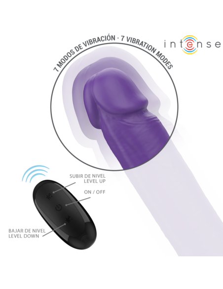 INTENSE - GUNTER DILDO DVIGUBAS VIBRATORIUS 40 CM VIOLETINIS NUOTOLINIO VALDYMO PULTELIS