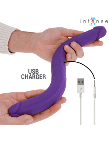 INTENSE - GUNTER DILDO DVIGUBAS VIBRATORIUS 40 CM VIOLETINIS NUOTOLINIO VALDYMO PULTELIS