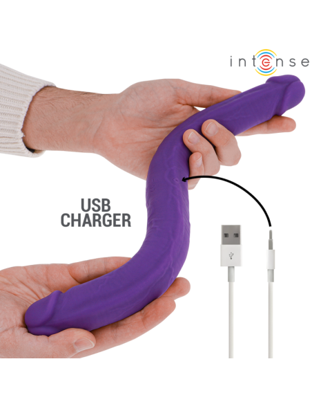 INTENSE - GUNTER DILDO DVIGUBAS VIBRATORIUS 40 CM VIOLETINIS NUOTOLINIO VALDYMO PULTELIS