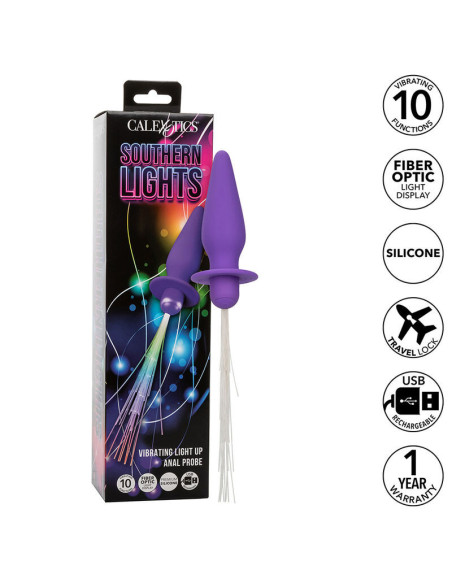 CALEXOTICS - SOUTHERN LIGHTS ŠVIESIAI ANALINIS KAMŠTELIS, 10 VIBRACIJOS, SILIKONINIS, VIOLETINIS