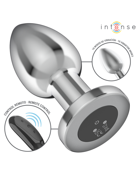 INTENSE - ANALINIS KAIŠTELIS, 10 VIBRACIJOS METALINIS, SU NUOTOLINIO VALDYMO PULTELIU, L