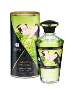 SHUNGA - masažinis aliejus su šilumos efektu, vidurnakčio sorbto skonis, 100 ml