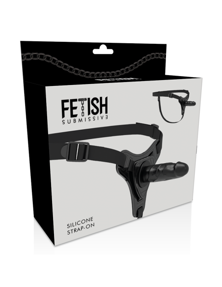 FETISH SUBMISSIVE HARNESS - REALISTINIS JUODAS SILIKONINIS 15 CM