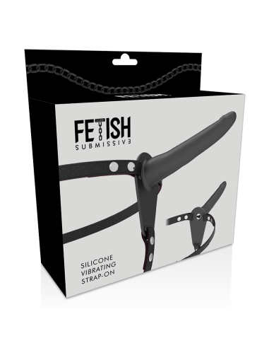 FETISH SUBMISSIVE HARNESS - BLACK SILICONE VIBRATOR 15 CM