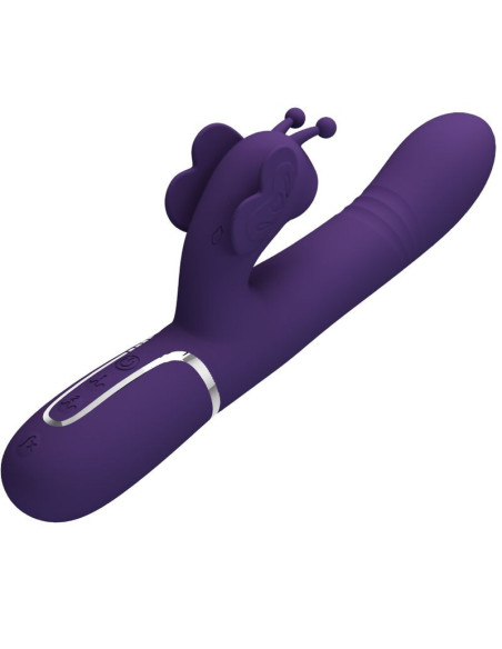 PRETTY LOVE - DAUGIAFUNKCINIS SU KLITORIAUS MASAŽUOKLIU 4 IN 1 DRUGELIS VIOLETINIS