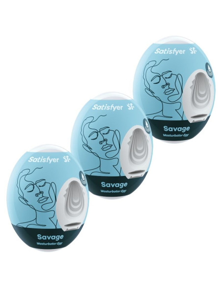 SATISFYER - 3 MASTURBATORIAUS KIAUŠINIAI SAVAGE
