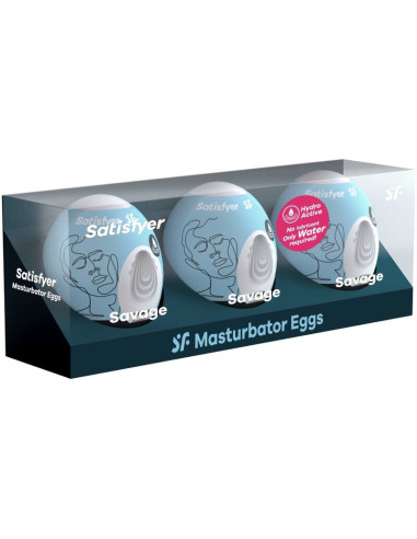 SATISFYER - 3 MASTURBATOR EGGS SAVAGE