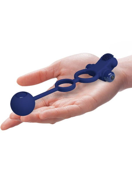 PRETTY LOVE - REMINGTON DOUBLE VIBRATING RING WITH PLUG BLUE