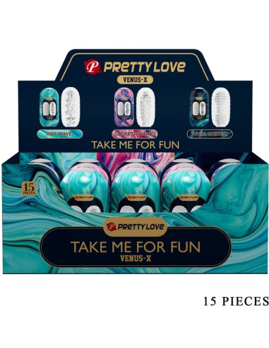 PRETTY LOVE – „Venus X 15“ silikoniniai vyriški masturbatoriai, balti
