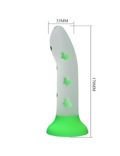 PRETTY LOVE - STEBUKLINGAS NAKTIES DILDO BE VIBRACIJOS, ŠVIESIANČIOS ŽALIOS SPALVOS