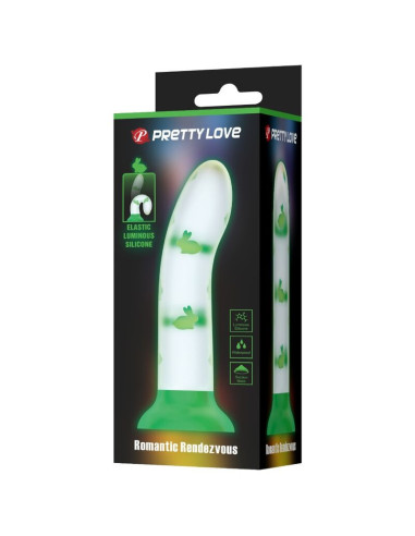 PRETTY LOVE - STEBUKLINGAS NAKTIES DILDO BE VIBRACIJOS, ŠVIESIANČIOS ŽALIOS SPALVOS