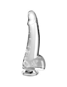 KING COCK - skaidrus dildo su sėklidėmis 15,2 cm permatomas