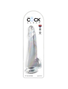 KING COCK - skaidrus dildo su sėklidėmis, 19 cm, skaidrus 2