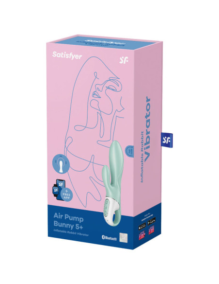 SATISFYER – pripučiamas triušio vibratorius su oro pompa, 5 vnt., žalias